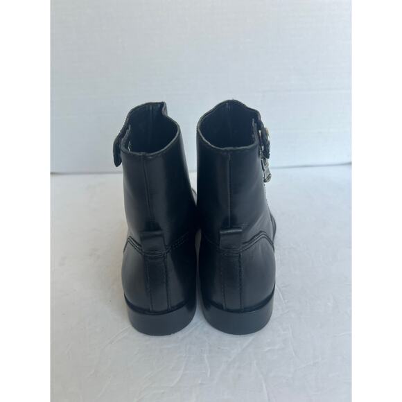 NWT Ann Taylor Cassie Black Leather Zip Side Low Block Heel Ankle Moto Bootie 7M - Picture 6 of 11
